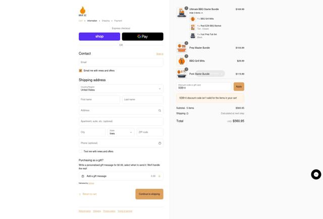 Drip EZ checkout page showing Drip EZ coupon code box | Screenshot taken by SimplyCodes community member on Sep 14, 2025