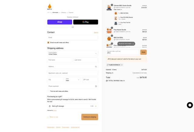 Drip EZ checkout page showing Drip EZ coupon code box | Screenshot taken by SimplyCodes community member on Sep 10, 2025