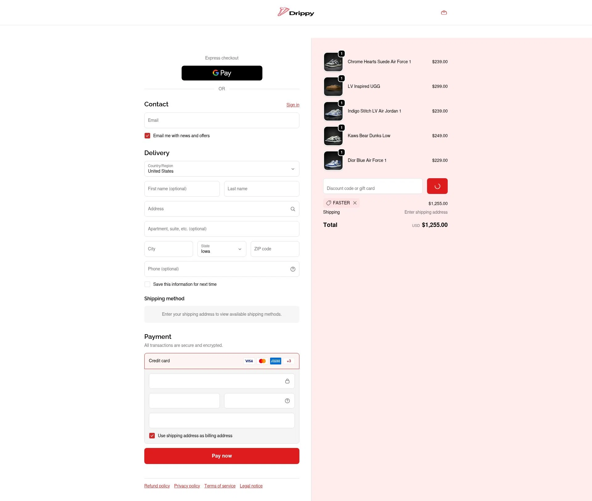 Drippy checkout page showing Drippy discount code box | Screenshot taken by SimplyCodes community member on Dec 31, 2025