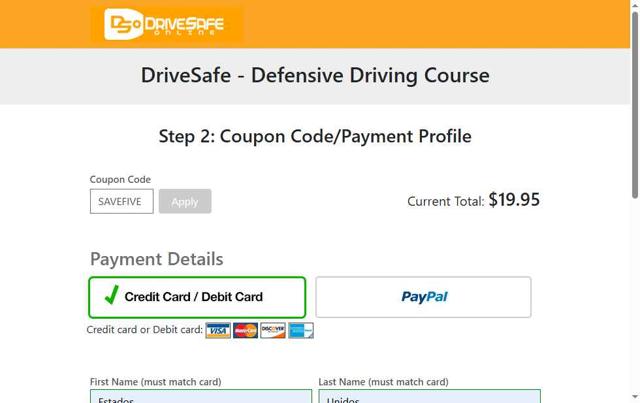 DriveSafe Online checkout page showing DriveSafe Online coupon code box | Screenshot taken by SimplyCodes community member on Sep 12, 2025