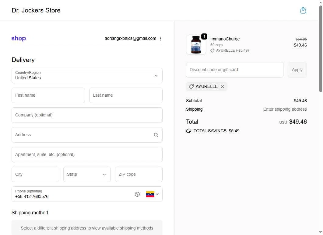 Dr. Jockers checkout page showing Dr. Jockers discount code box | Screenshot taken by SimplyCodes community member on Feb 3, 2026