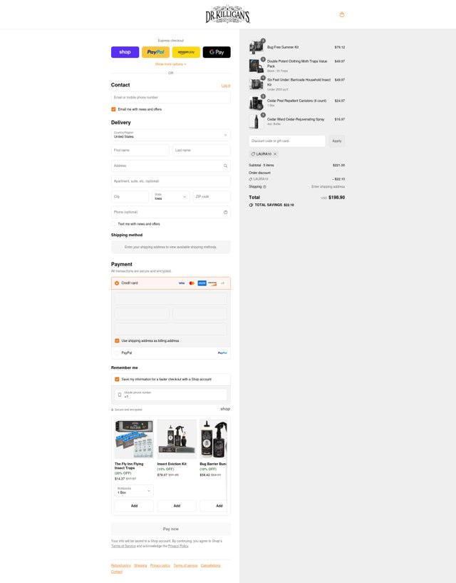 Dr. Killigan's checkout page showing Dr. Killigan's coupon code box | Screenshot taken by SimplyCodes community member on Aug 31, 2025