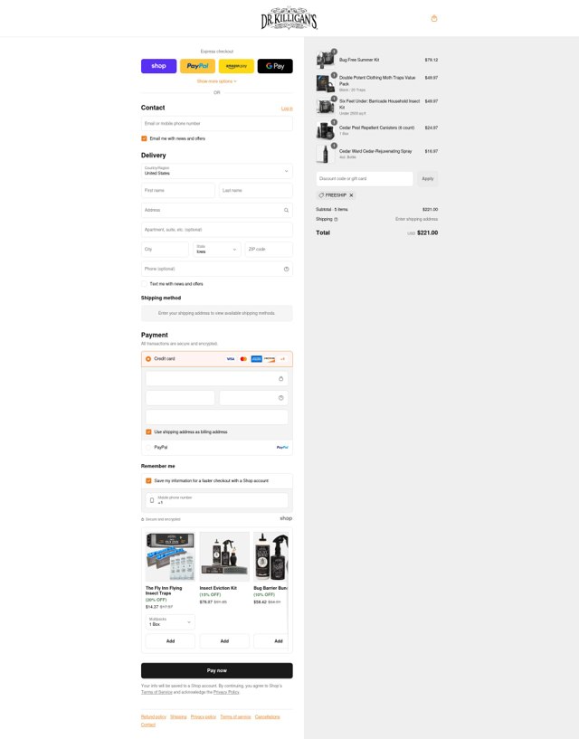 Dr. Killigan's checkout page showing Dr. Killigan's coupon code box | Screenshot taken by SimplyCodes community member on Aug 31, 2025