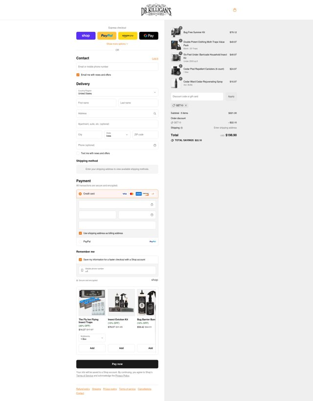 Dr. Killigan's checkout page showing Dr. Killigan's coupon code box | Screenshot taken by SimplyCodes community member on Sep 4, 2025