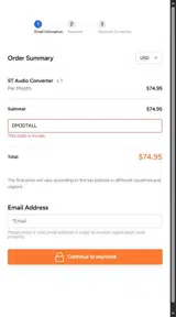 DM30TALL coupon verification screenshot
