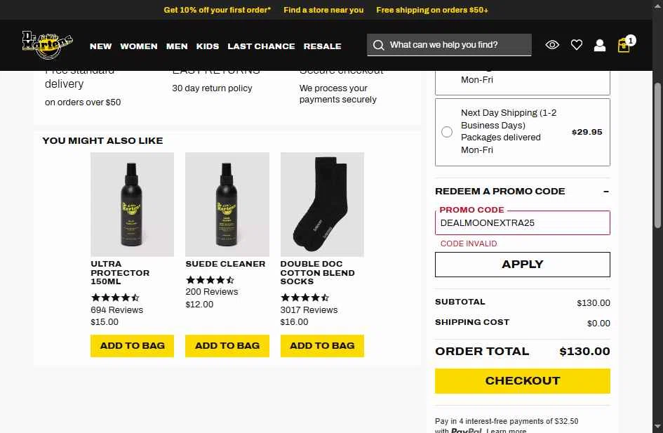Verification screenshot for 25% Off Clearance Items at Dr. Martens - 3mo ago