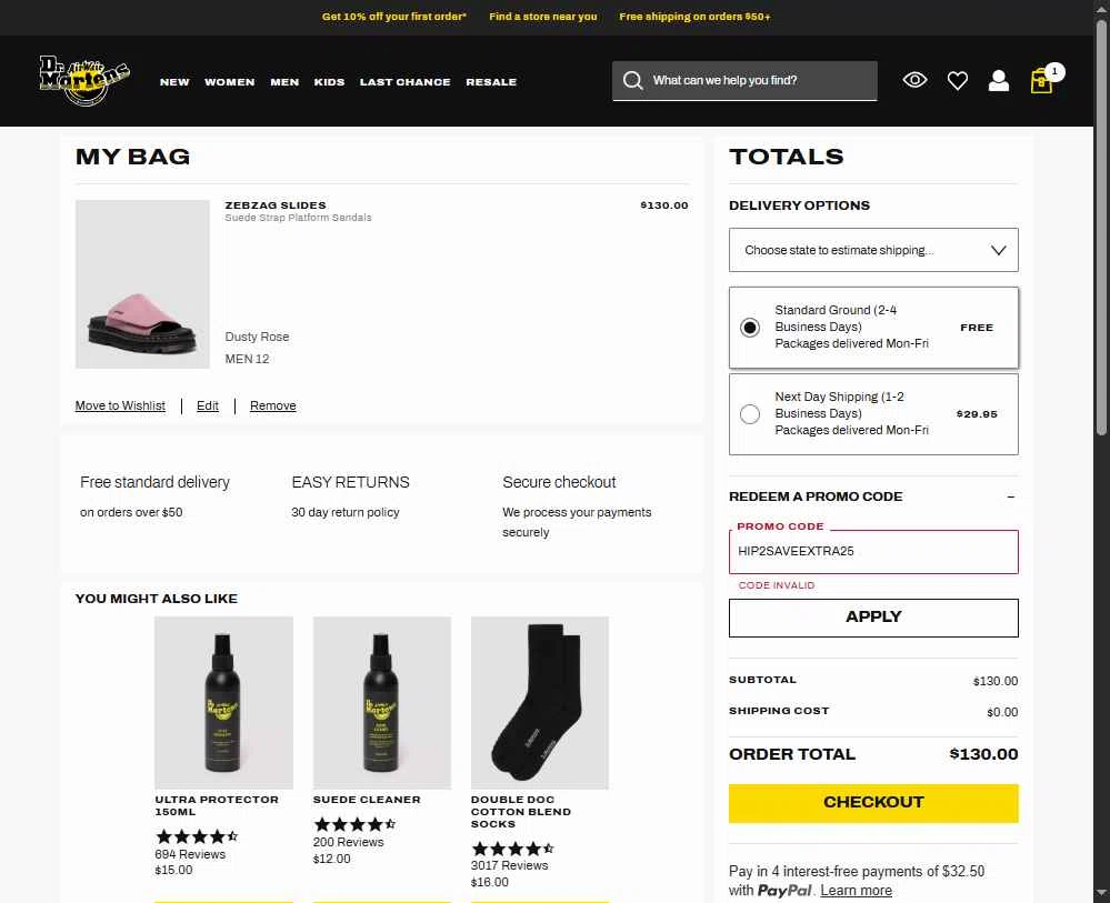Verification screenshot for 25% Off in Last Chance Styles at Dr. Martens - 3mo ago