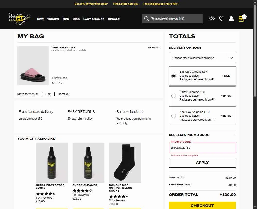 Verification screenshot for $50 Off Storewide at Dr. Martens - 3mo ago
