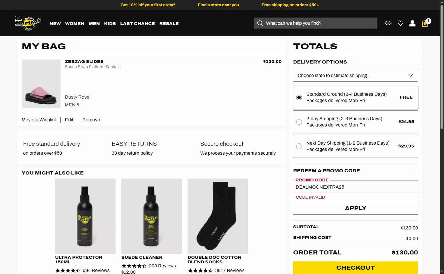 Verification screenshot for 25% Off Clearance Items at Dr. Martens - 3mo ago