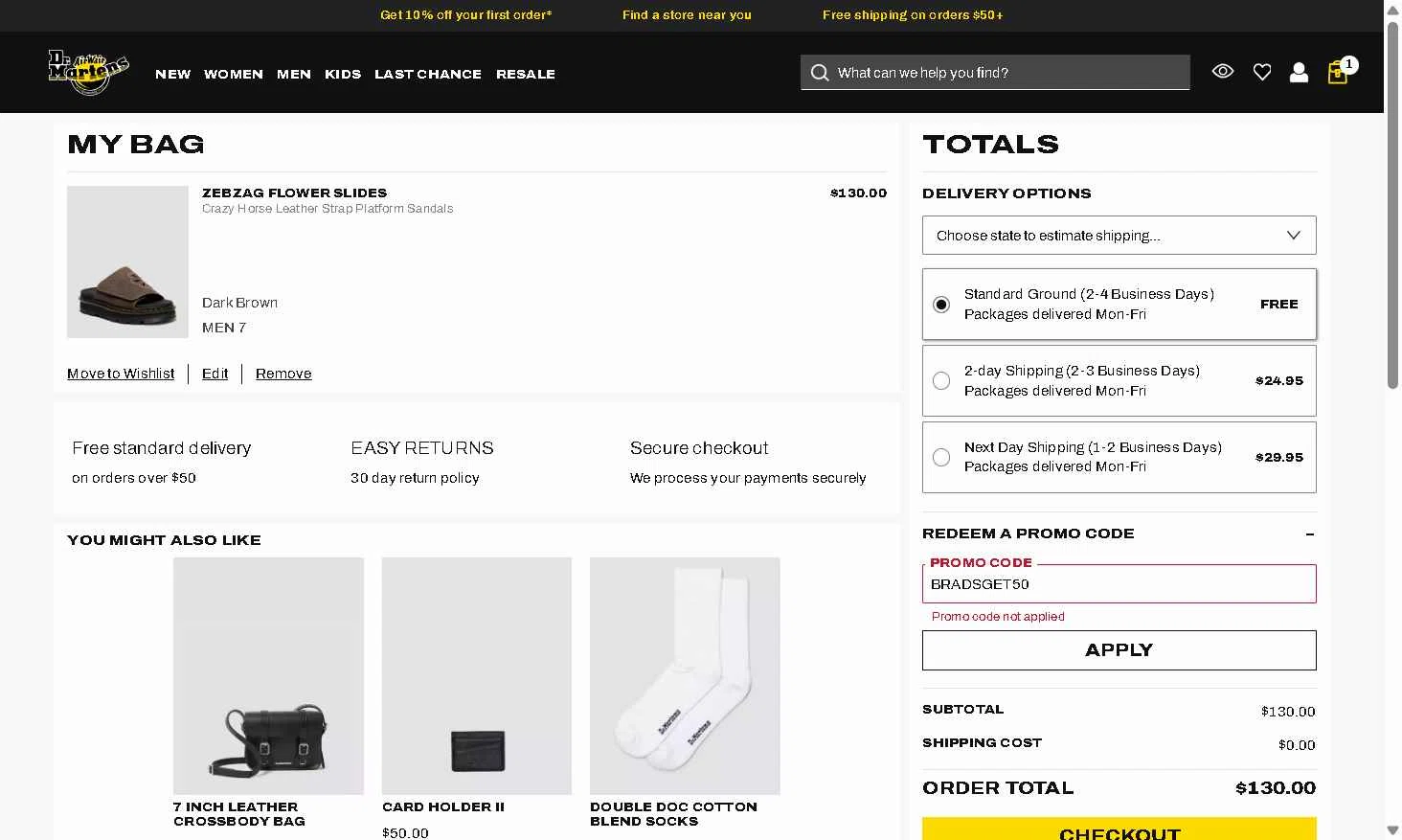 Verification screenshot for $50 Off Storewide at Dr. Martens - 3mo ago