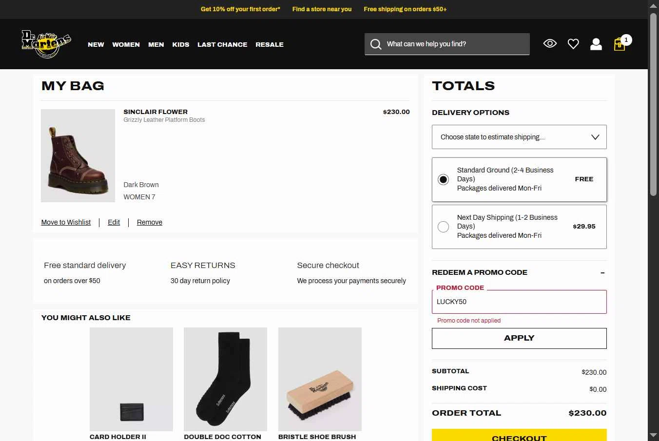 Verification screenshot for $50 Off Storewide at Dr. Martens - 3mo ago