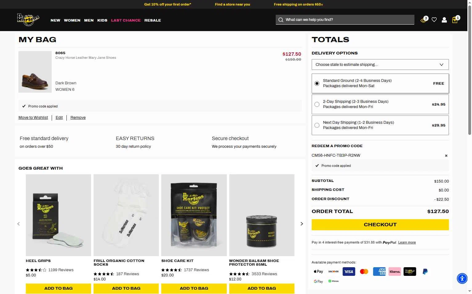Verification screenshot for 10% Off Storewide at Dr. Martens - 13h ago