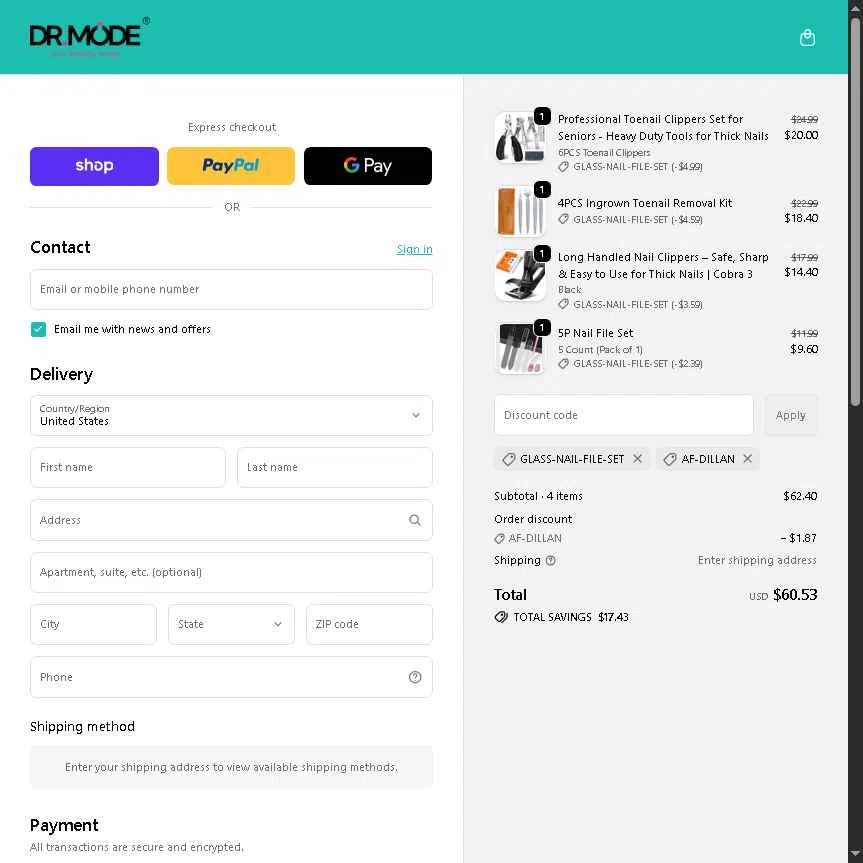 DRMODE checkout page showing DRMODE promo code box | Screenshot taken by SimplyCodes community member on Jan 26, 2026