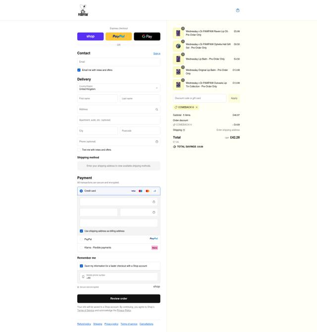 Dr. PawPaw checkout page showing Dr. PawPaw promo code box | Screenshot taken by SimplyCodes community member on Sep 12, 2025