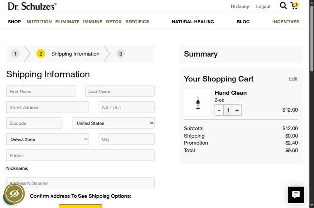 Dr. Schulze's checkout page showing Dr. Schulze's promo code box | Screenshot taken by SimplyCodes community member on Sep 9, 2025