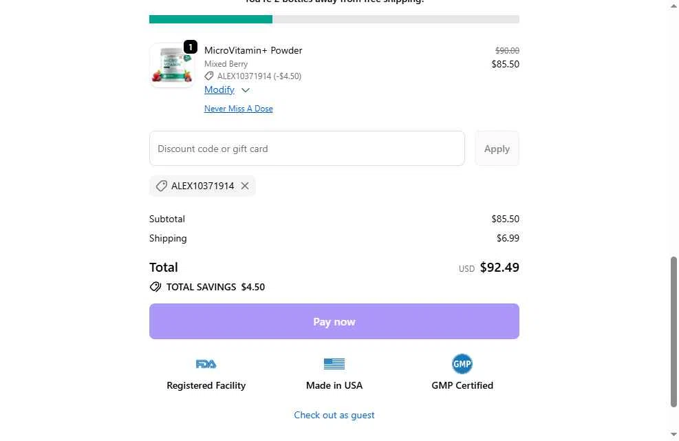 Dr Brad Stanfield checkout page showing Dr Brad Stanfield discount code box | Screenshot taken by SimplyCodes community member on Feb 8, 2026