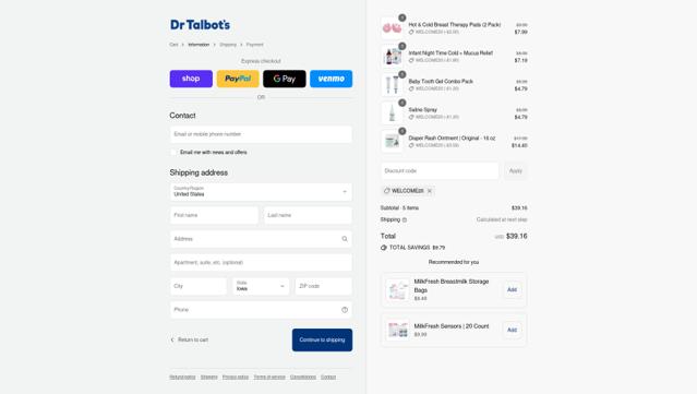 DR.TALBOTS checkout page showing DR.TALBOTS promo code box | Screenshot taken by SimplyCodes community member on Sep 4, 2025