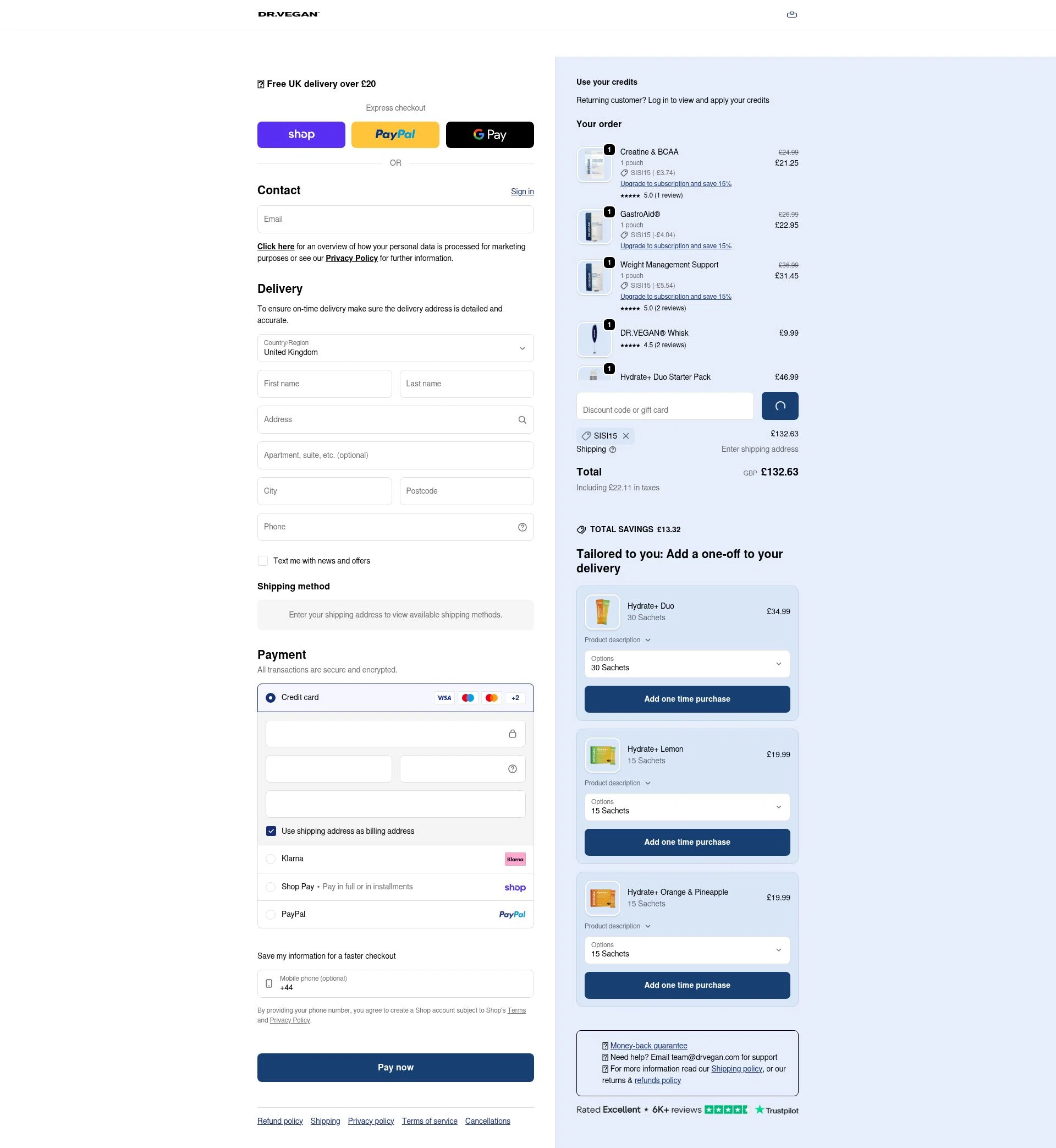 Dr. Vegan checkout page showing Dr. Vegan discount code box | Screenshot taken by SimplyCodes community member on Feb 12, 2026