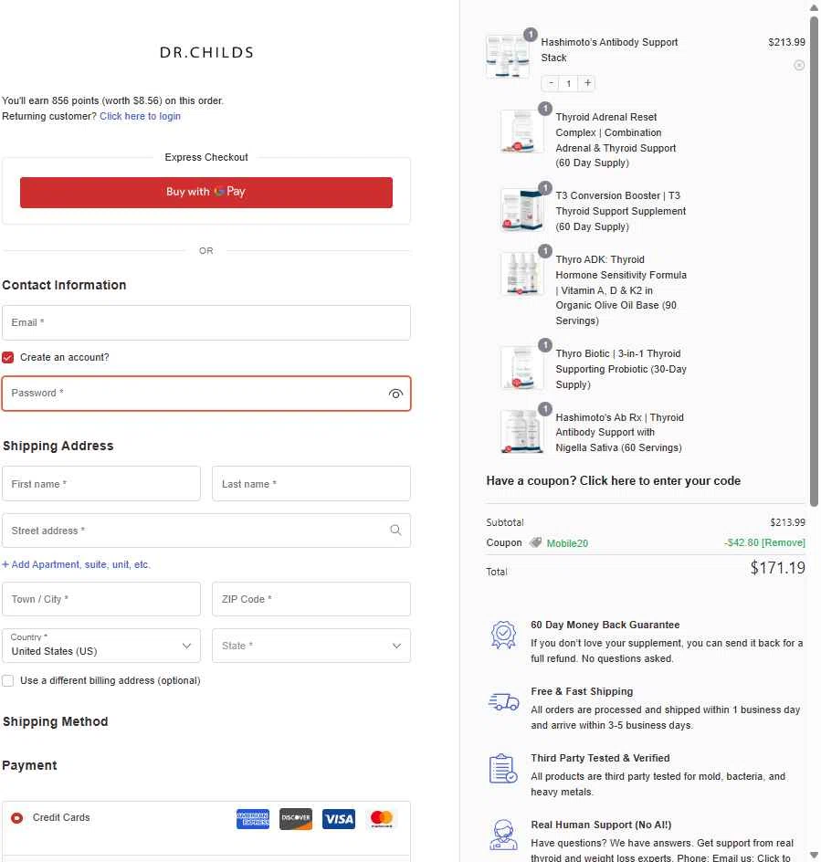 Dr. Westin Childs checkout page showing Dr. Westin Childs coupon code box | Screenshot taken by SimplyCodes community member on Dec 25, 2025