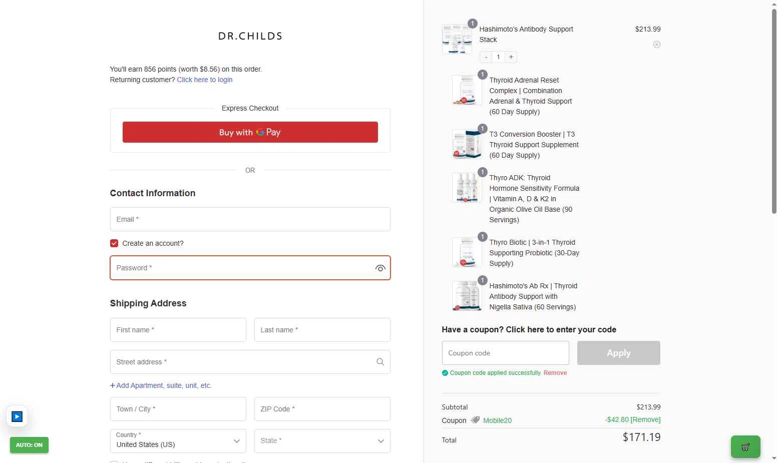 Dr. Westin Childs checkout page showing Dr. Westin Childs coupon code box | Screenshot taken by SimplyCodes community member on Jan 23, 2026