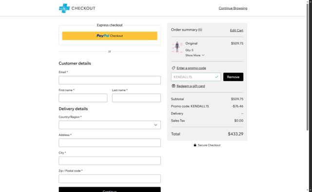 Dry Goods checkout page showing Dry Goods promo code box | Screenshot taken by SimplyCodes community member on Sep 7, 2025