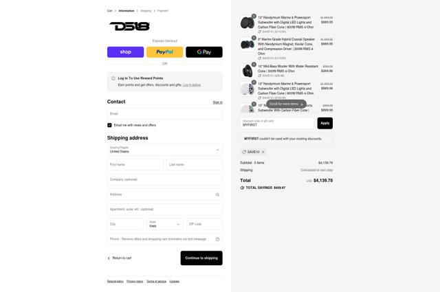 DS18 checkout page showing DS18 discount code box | Screenshot taken by SimplyCodes community member on Sep 10, 2025