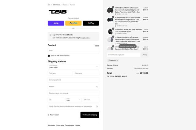 DS18 checkout page showing DS18 discount code box | Screenshot taken by SimplyCodes community member on Sep 10, 2025