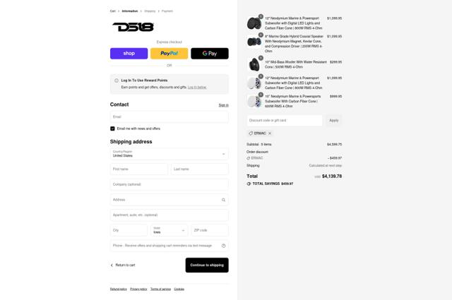 DS18 checkout page showing DS18 discount code box | Screenshot taken by SimplyCodes community member on Sep 10, 2025