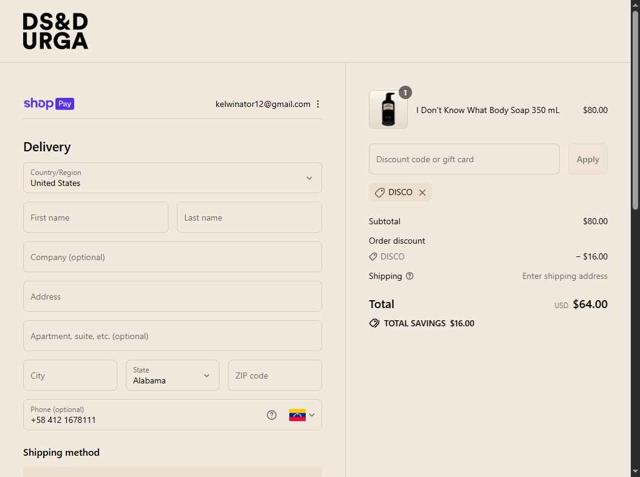 D.S. & DURGA checkout page showing D.S. & DURGA promo code box | Screenshot taken by SimplyCodes community member on Jul 28, 2025