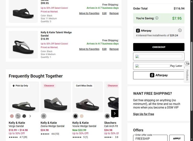 DSW checkout page showing DSW promo code box | Screenshot taken by SimplyCodes community member on Aug 4, 2025