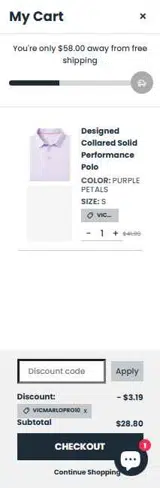 VICMARLOPRO10 coupon verification screenshot
