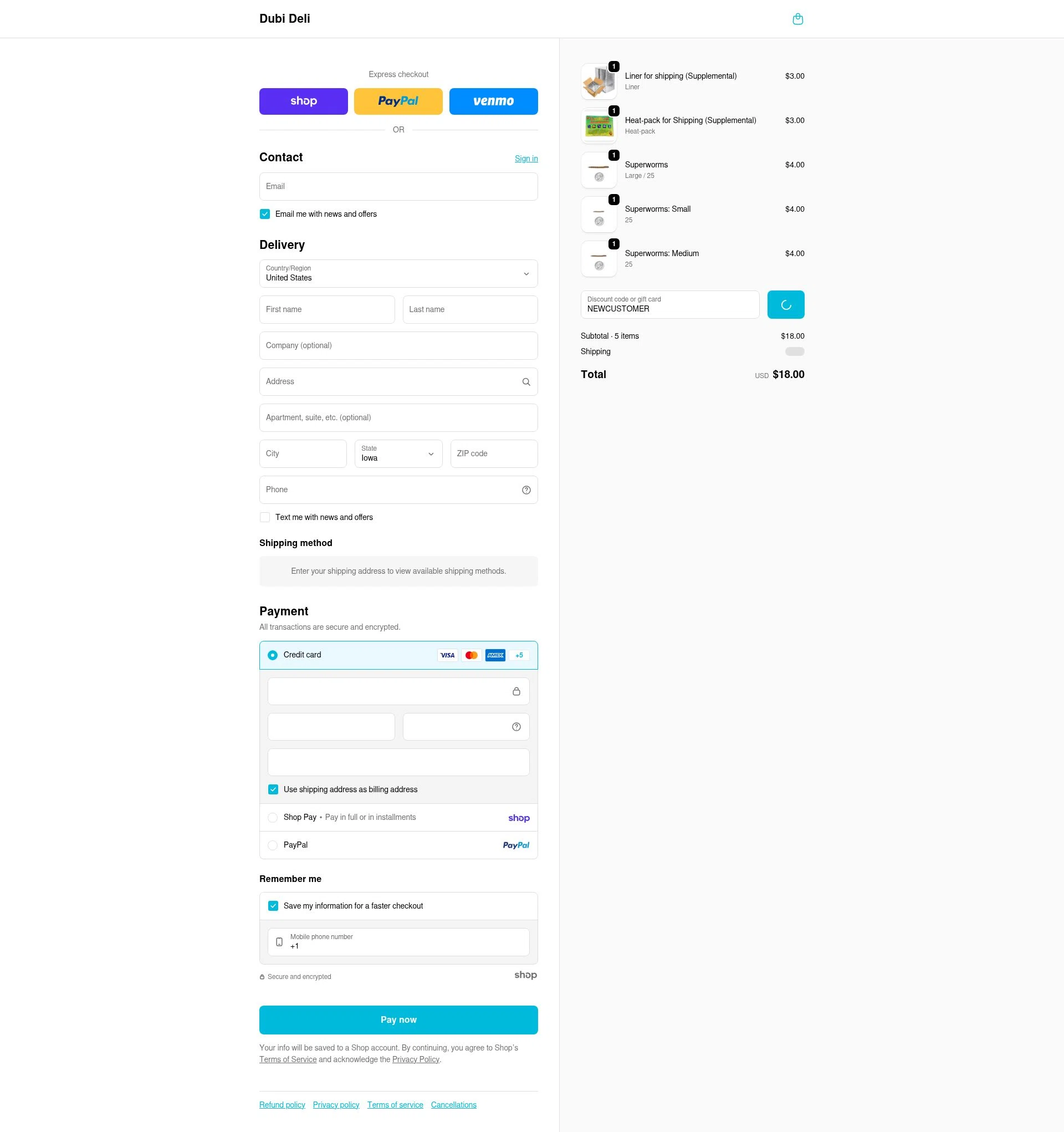 Dubi Deli checkout page showing Dubi Deli discount code box | Screenshot taken by SimplyCodes community member on Jan 23, 2026