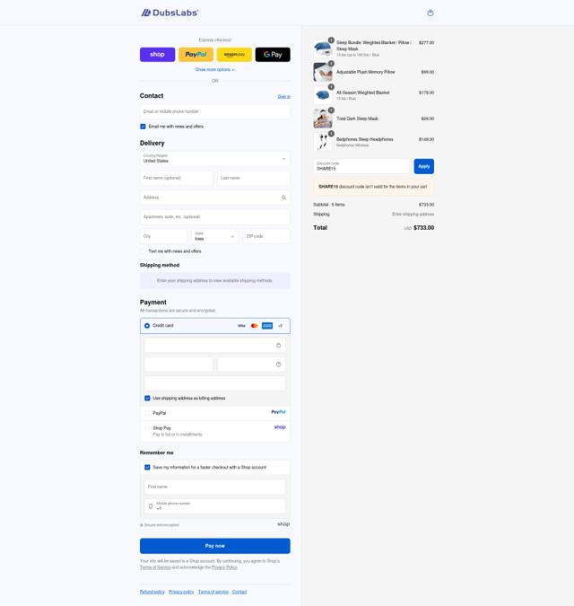 Dubslabs checkout page showing Dubslabs coupon code box | Screenshot taken by SimplyCodes community member on Sep 15, 2025
