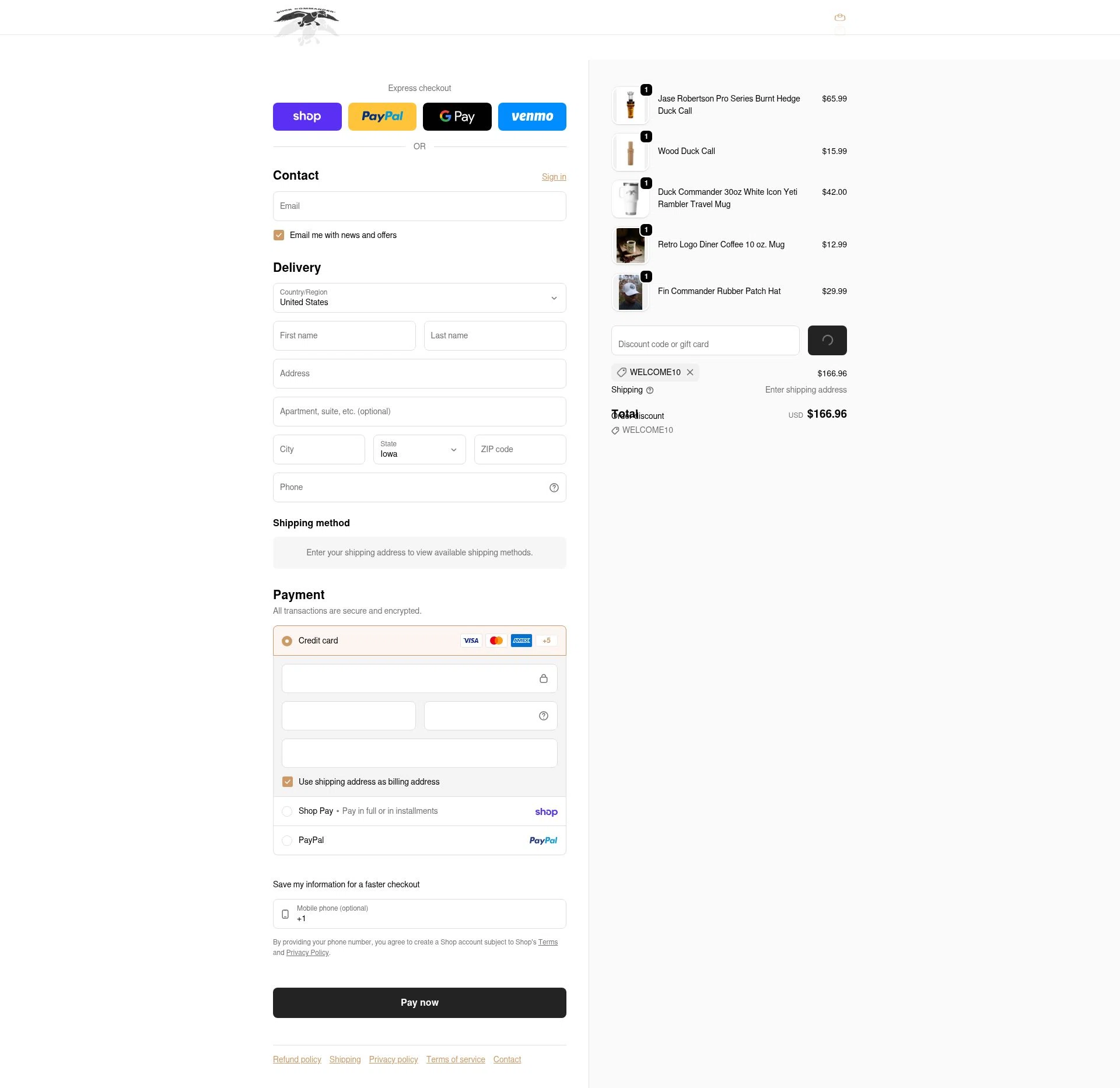 Duck Commander checkout page showing Duck Commander promo code box | Screenshot taken by SimplyCodes community member on Feb 14, 2026