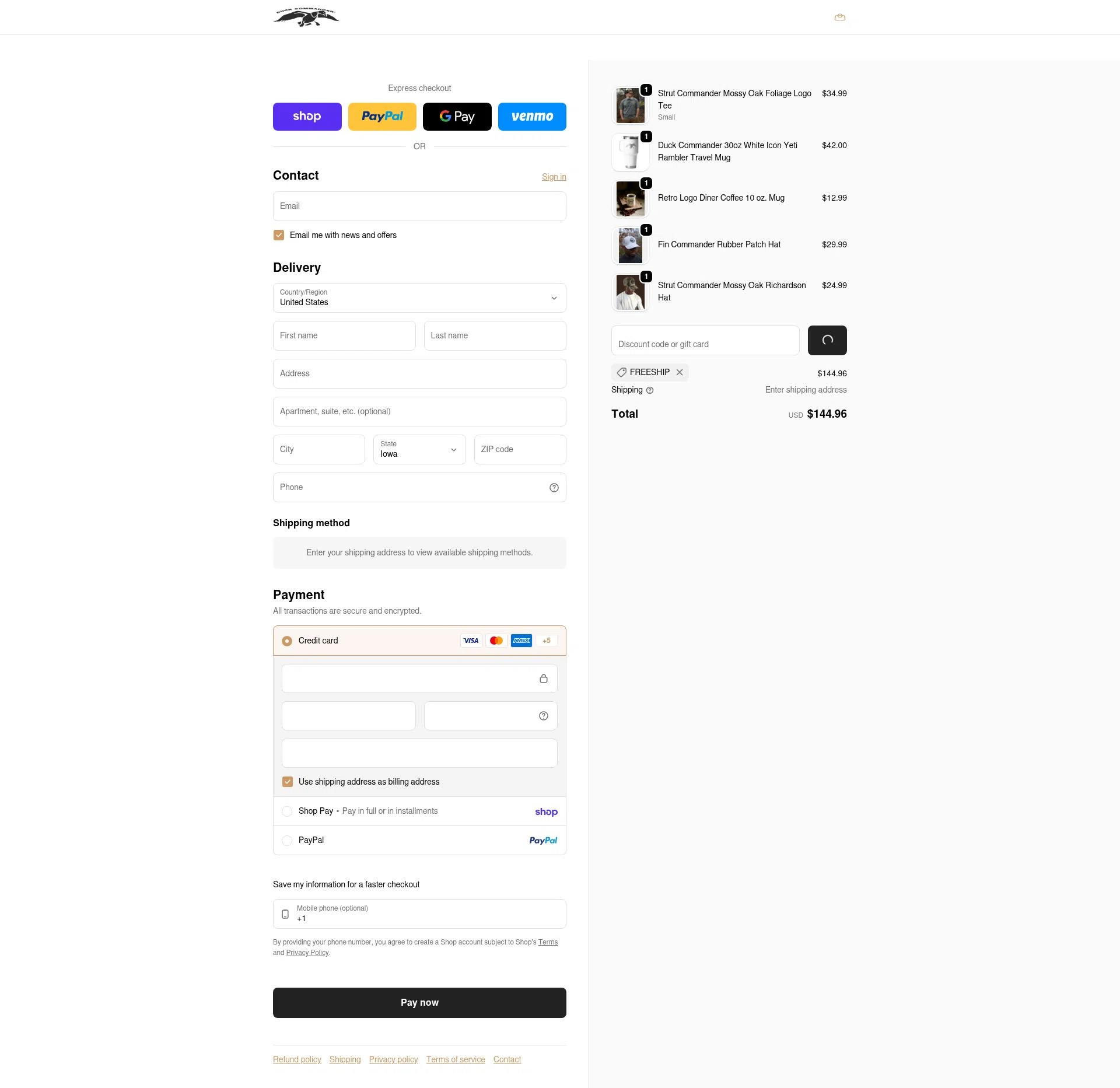 Duck Commander checkout page showing Duck Commander promo code box | Screenshot taken by SimplyCodes community member on Feb 18, 2026