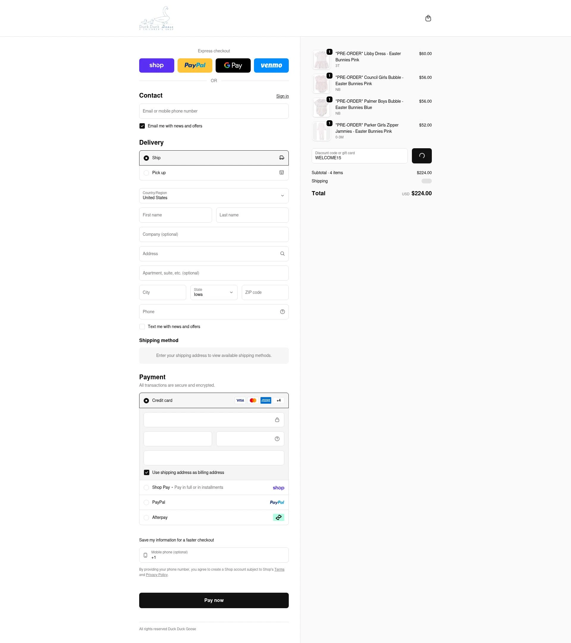 Duck Duck Goose checkout page showing Duck Duck Goose promo code box | Screenshot taken by SimplyCodes community member on Jan 31, 2026