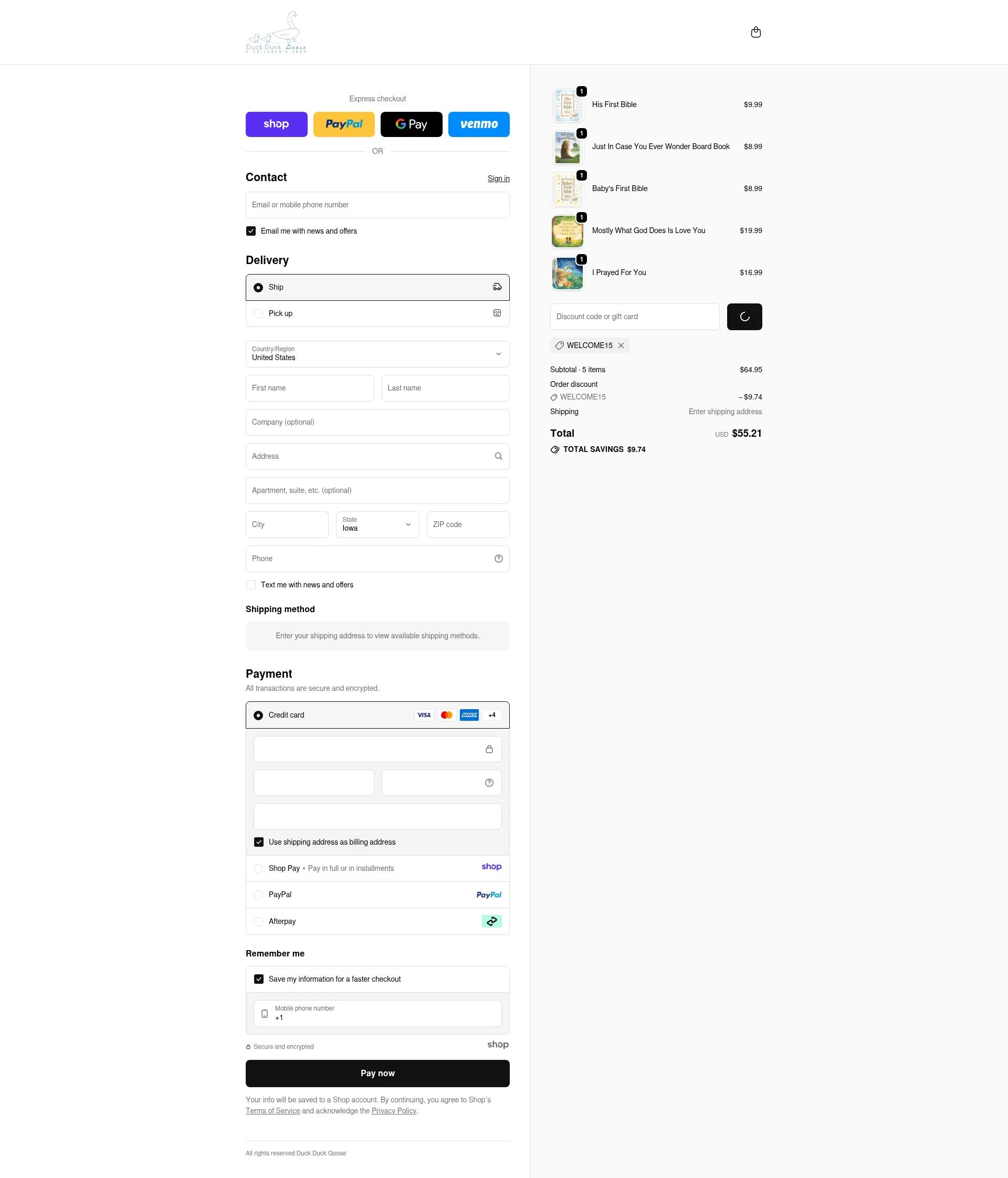 Duck Duck Goose checkout page showing Duck Duck Goose promo code box | Screenshot taken by SimplyCodes community member on Jan 2, 2026