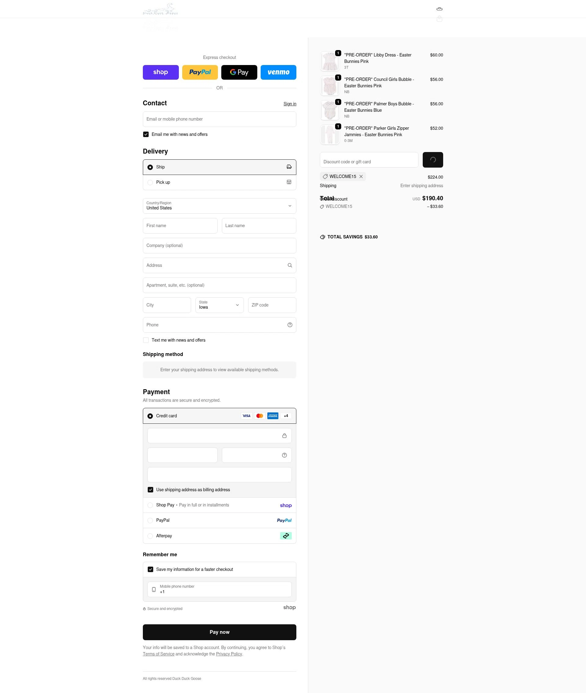 Duck Duck Goose checkout page showing Duck Duck Goose promo code box | Screenshot taken by SimplyCodes community member on Jan 27, 2026