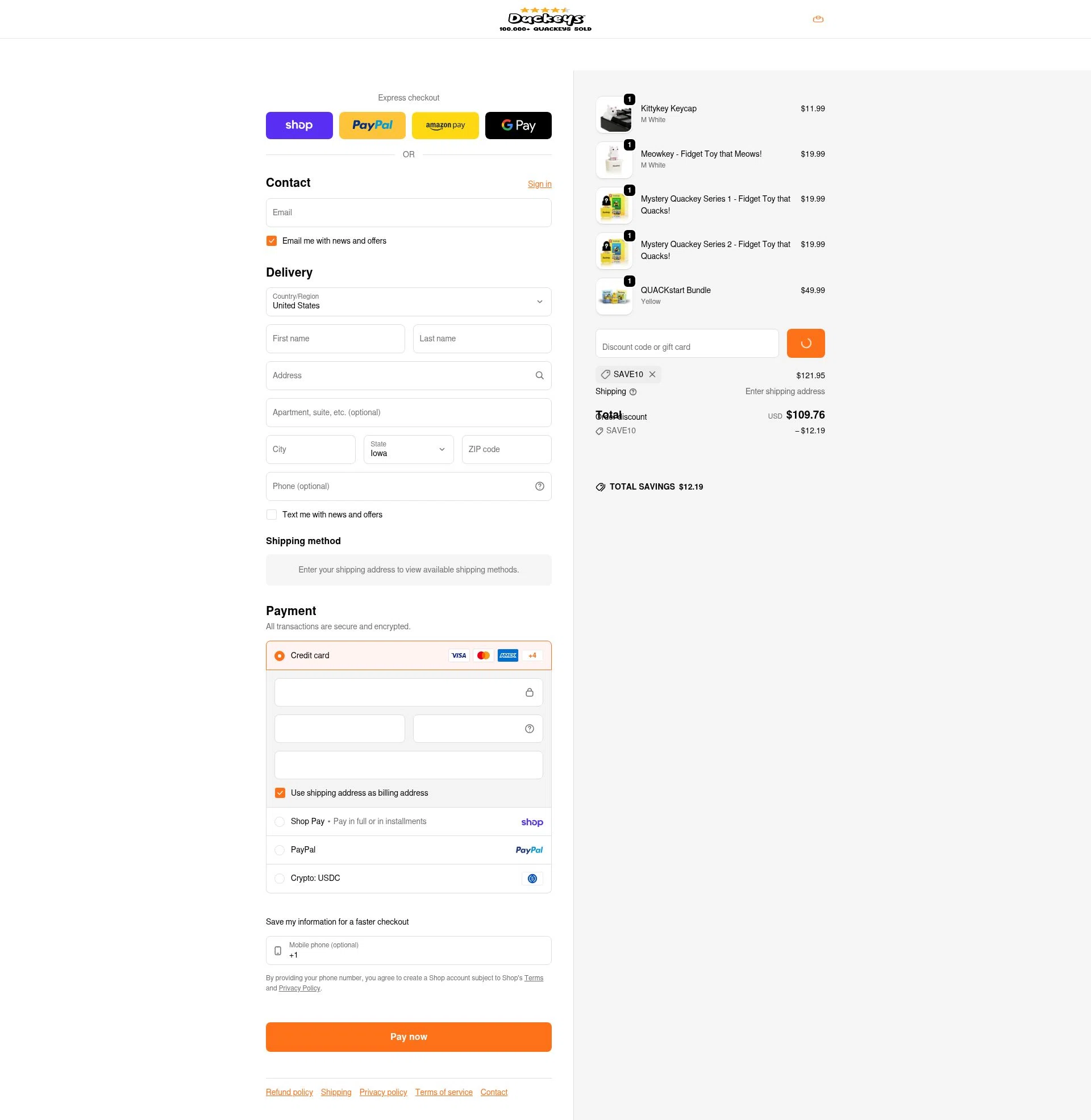 DuckeyCaps checkout page showing DuckeyCaps promo code box | Screenshot taken by SimplyCodes community member on Feb 10, 2026
