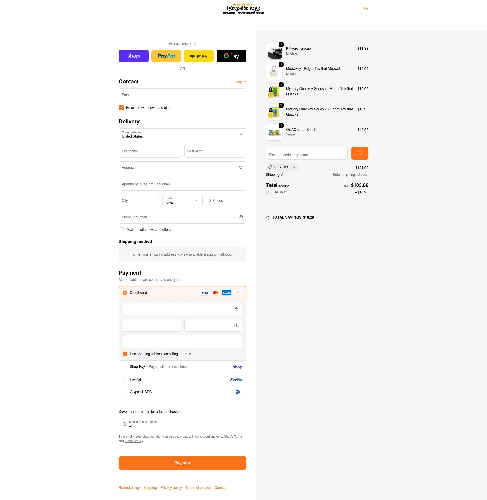 DuckeyCaps checkout page showing DuckeyCaps promo code box | Screenshot taken by SimplyCodes community member on Feb 10, 2026
