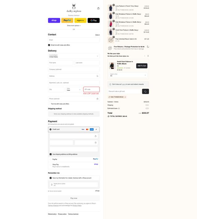 Dudley Stephens checkout page showing Dudley Stephens coupon code box | Screenshot taken by SimplyCodes community member on Sep 10, 2025