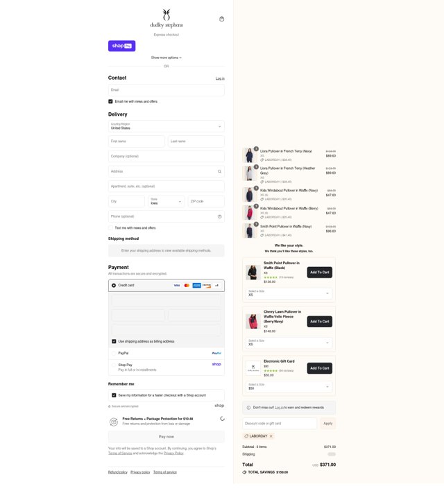 Dudley Stephens checkout page showing Dudley Stephens coupon code box | Screenshot taken by SimplyCodes community member on Aug 21, 2025