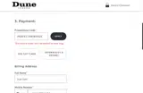 Dune London US coupon verification screenshot