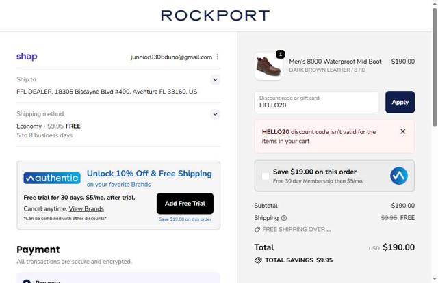 Dunham checkout page showing Dunham promo code box | Screenshot taken by SimplyCodes community member on Oct 2, 2025