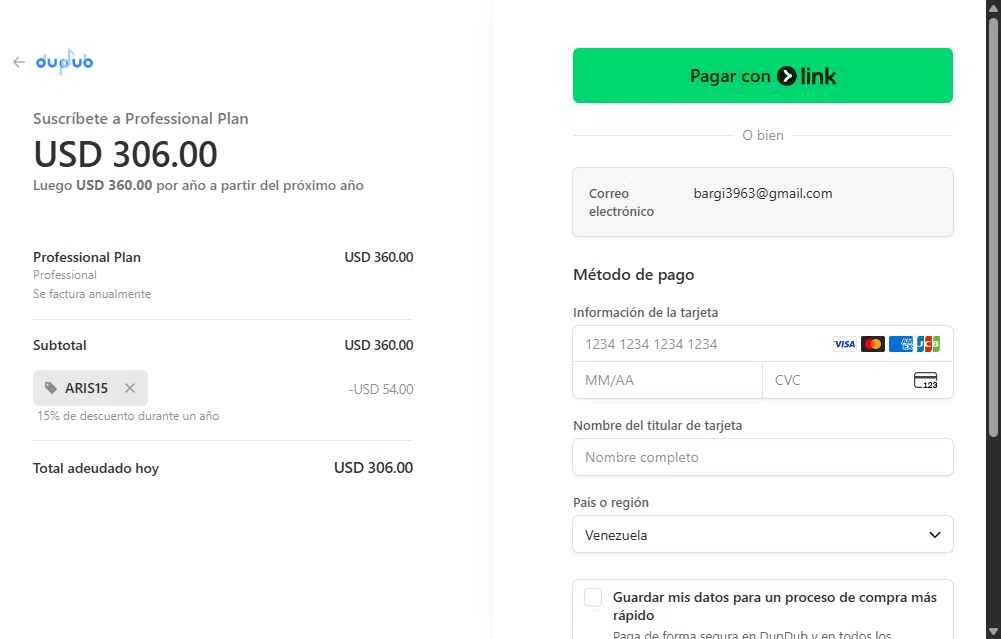 DupDub checkout page showing DupDub promo code box | Screenshot taken by SimplyCodes community member on Oct 9, 2025
