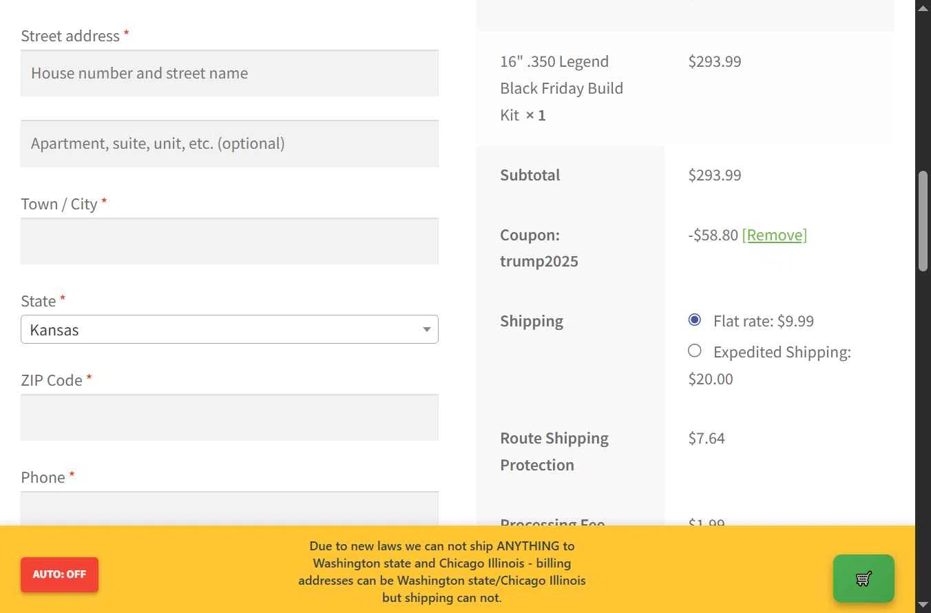 Durkin Tactical checkout page showing Durkin Tactical coupon code box | Screenshot taken by SimplyCodes community member on Dec 31, 2025