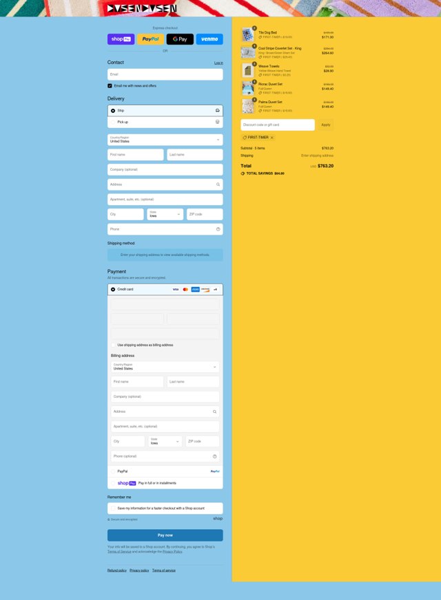 Dusen Dusen checkout page showing Dusen Dusen discount code box | Screenshot taken by SimplyCodes community member on Aug 13, 2025