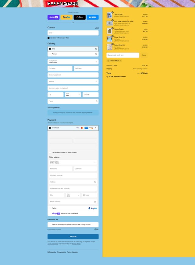 Dusen Dusen checkout page showing Dusen Dusen discount code box | Screenshot taken by SimplyCodes community member on Jul 28, 2025