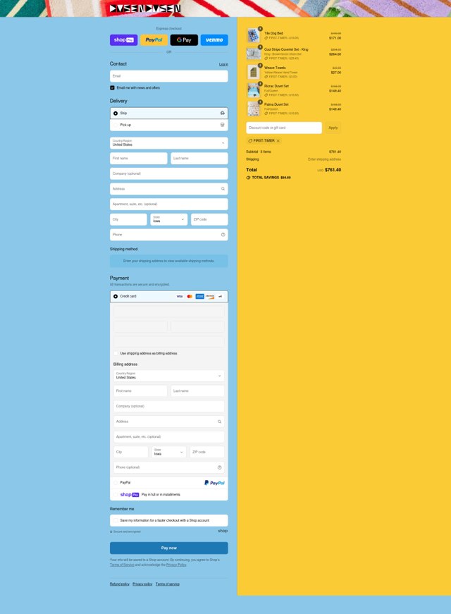 Dusen Dusen checkout page showing Dusen Dusen discount code box | Screenshot taken by SimplyCodes community member on Aug 5, 2025