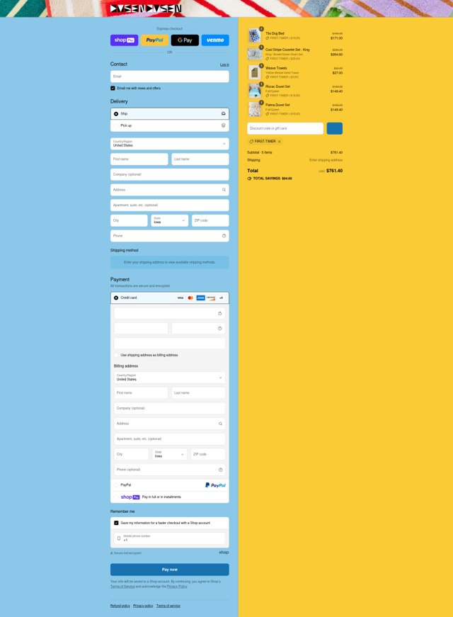 Dusen Dusen checkout page showing Dusen Dusen discount code box | Screenshot taken by SimplyCodes community member on Aug 1, 2025